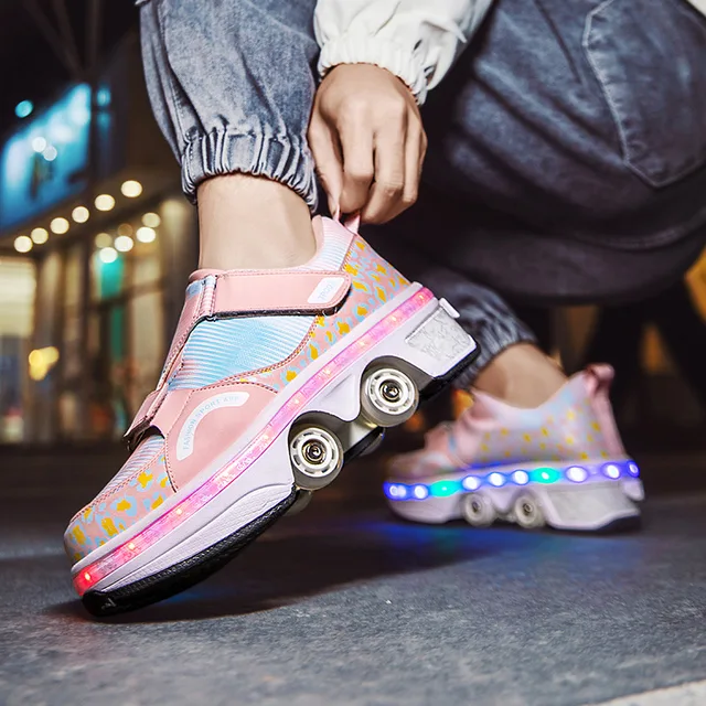 LDRFSE Girls' Roller Skate, Sneakers Roller Skateboard Shoes with Wheels  Sports Gymnastics Fashion Multi-Purpose Kick Roller Shoe for Boys Girls :  : Fashion