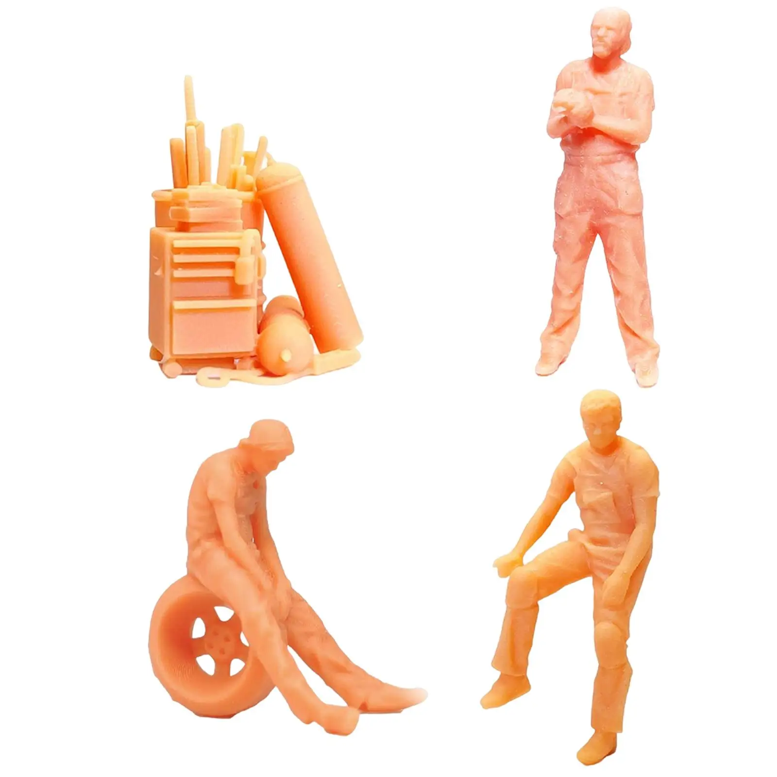 Resin 1/64 Miniature People Figurines Motorcyclist Garage Scenes Accessories