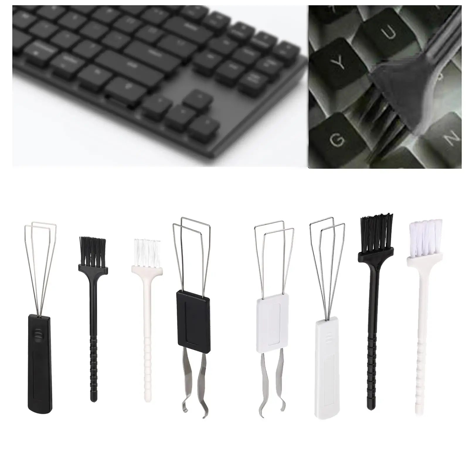 Mechanical Keyboard Brush Set Convenient Durable Key Cap Shaft Remover Tool Kit Keycap Pullers for Fans Electronics Radiators