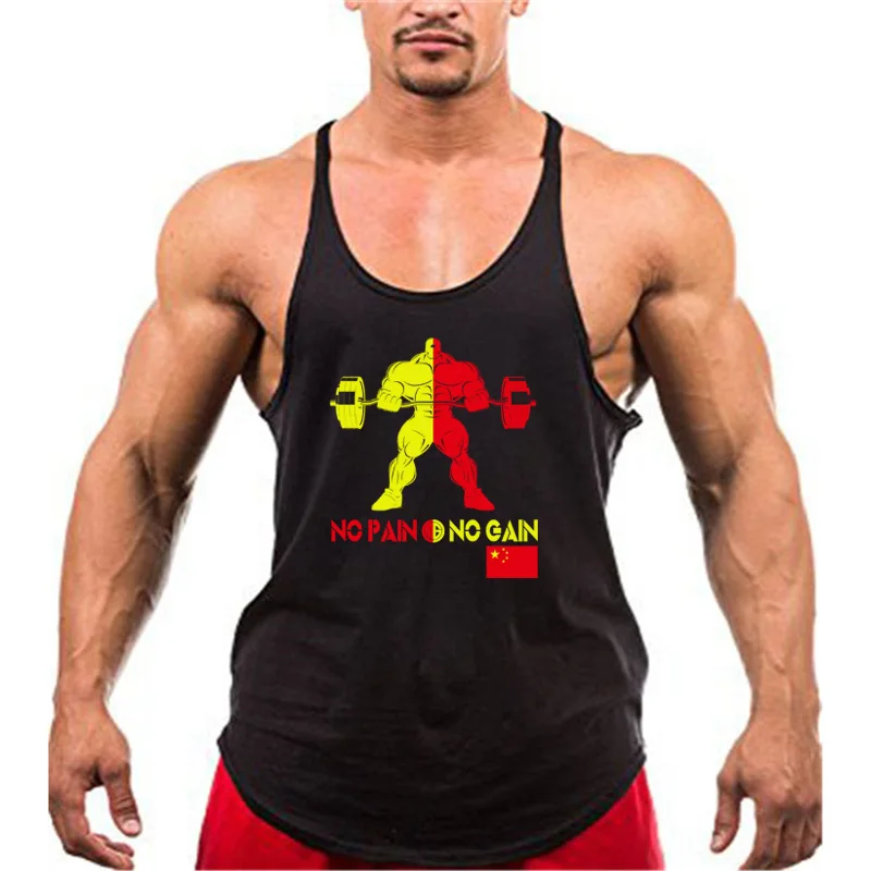 None - Muscleguys-Camiseta sin mangas de Hulk para hombre, ropa de fitness para culturismo, sin dolor, con espalda descubierta