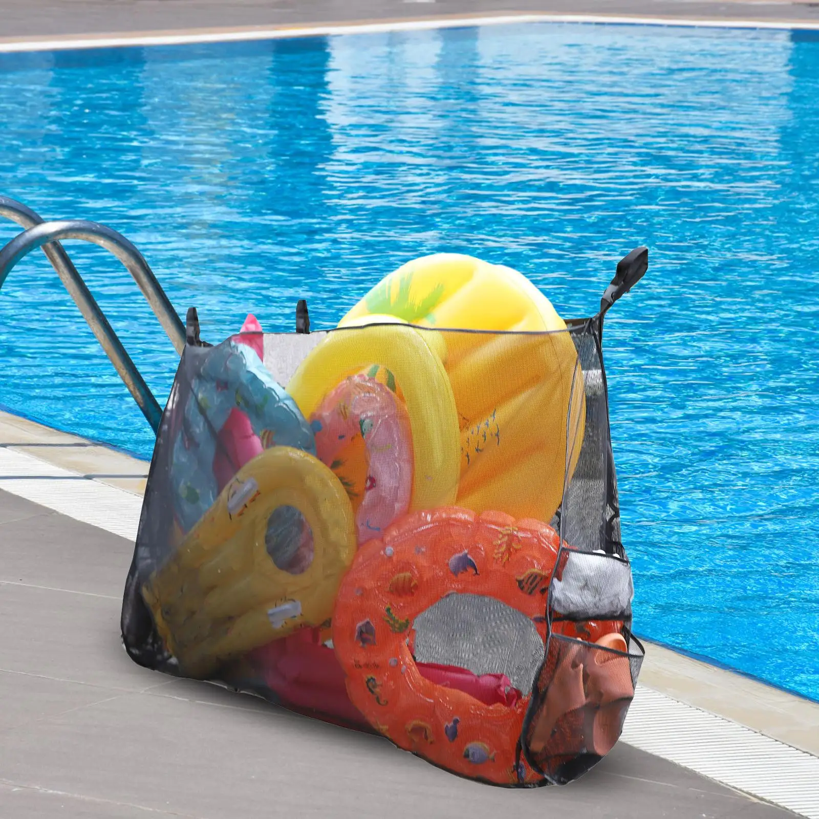 Pool Floats Storage Organizer Float Storage Net Bag Pool Storage Bag for Toys Beach Rafts Garage Supplies