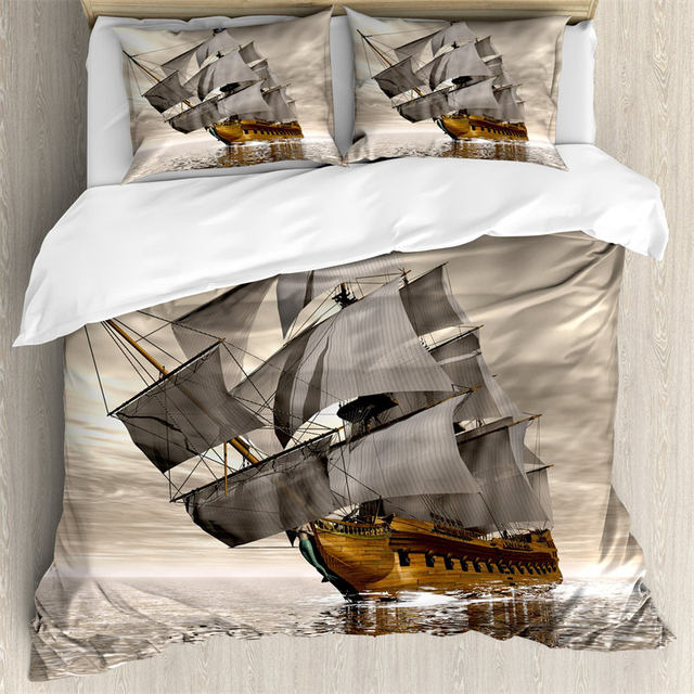 Vintage Pirate Sailboat Duvet Cover Nautical Ocean Theme Bedding Set Microfiber Diablo Style Comforter Cover King For Boys Teens AliExpress 15