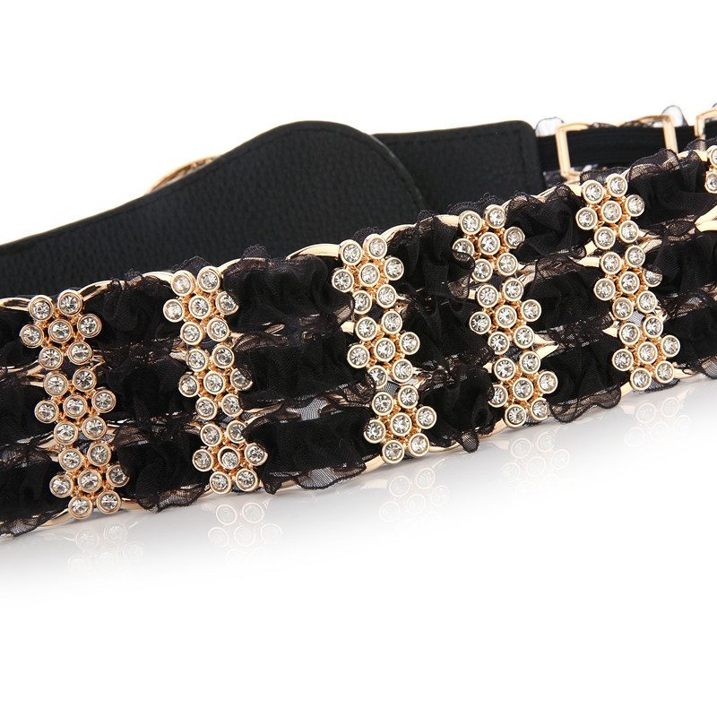 Neue Damen Spitze elastischen Gürtel Strass dekorative Rock Accessoires Mode Luxus Bund Designer vielseitigen Freizeit gürtel – Detail 5