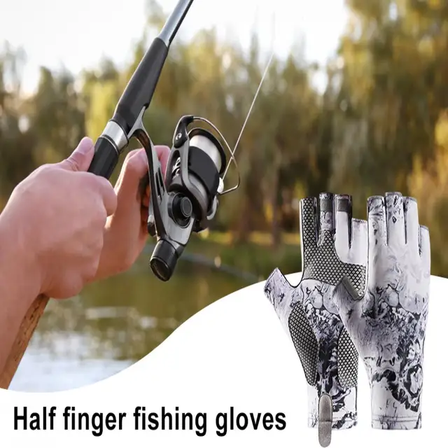 1Pair Sun Gloves UPF 50+ Fishing Gloves Fingerless UV Protection Breathable  Swearproof Fishing Gloves Men/Women for Hiking - AliExpress