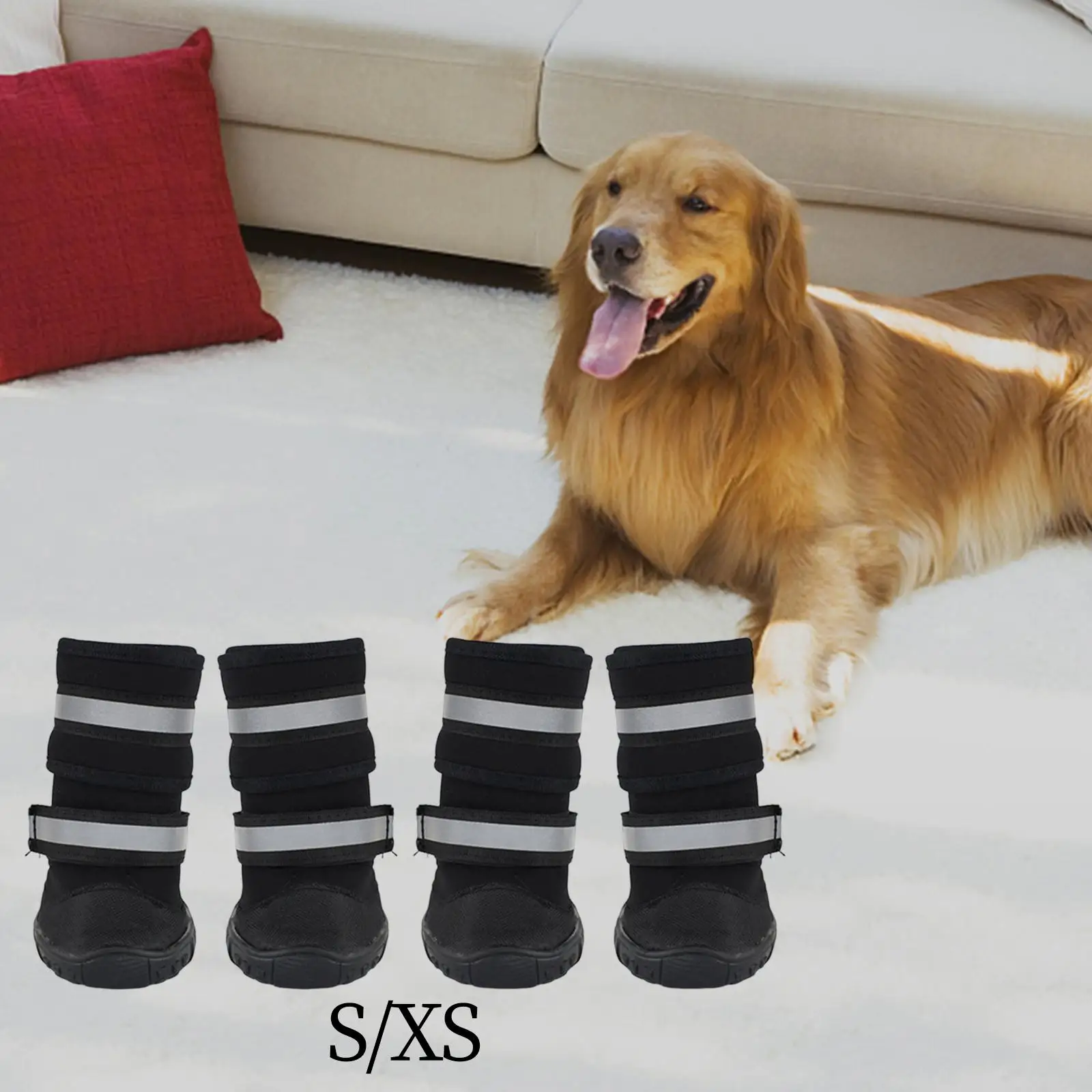 Dog Boots Adjustable Straps Fleece Lining Dog Shoes for Hiking Hot Pavement