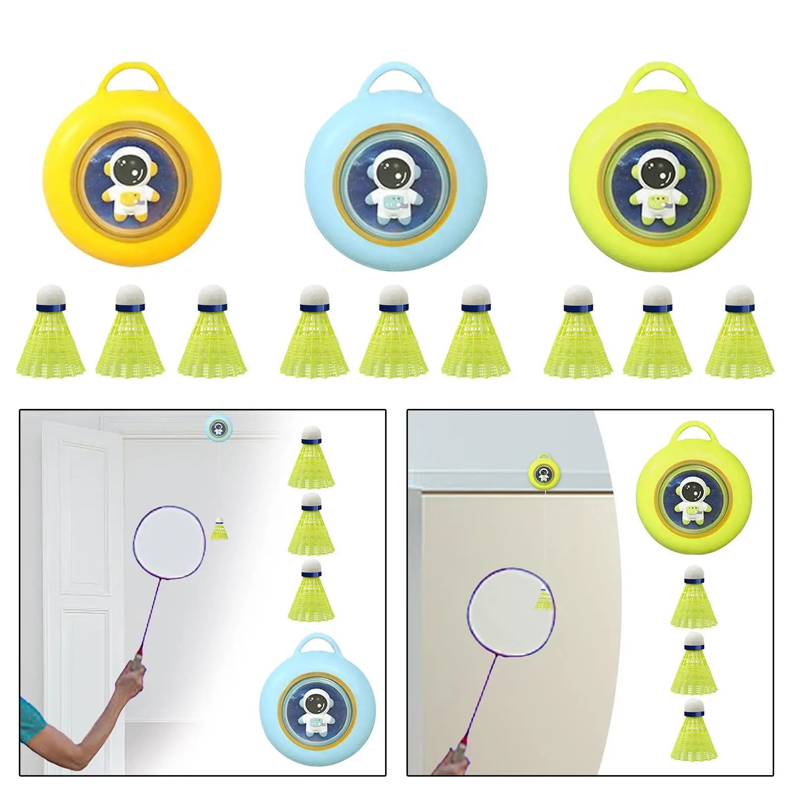 Hanging Badminton Trainer Badminton Training Interactive Toys 3 Balls Beginners Self Practice Training Device for Home