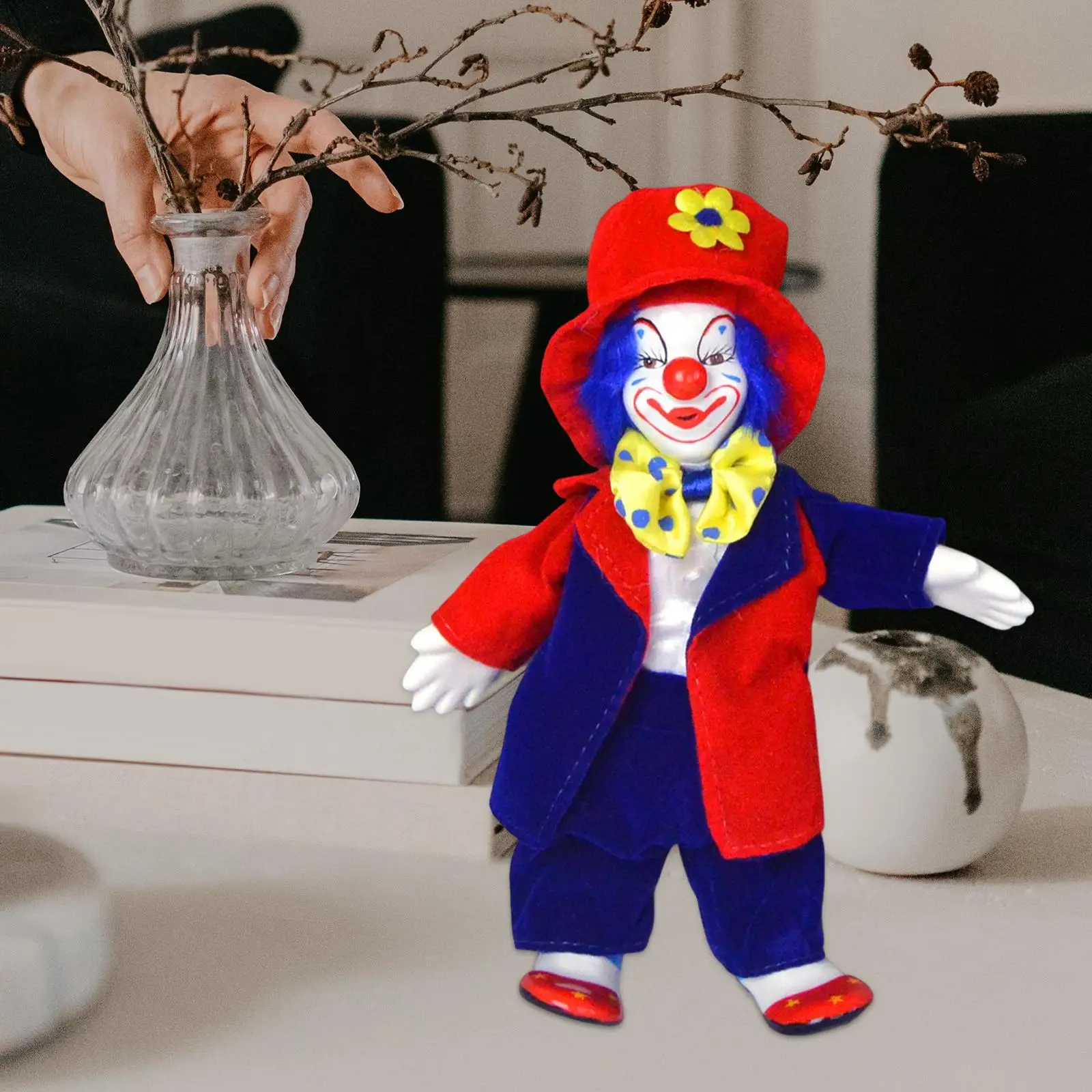 18cm Clown Doll, Dolls Model Toy Clown Model Crafts Clown Stuffed Doll for Table Bedroom Room Decor Birthdays Gift