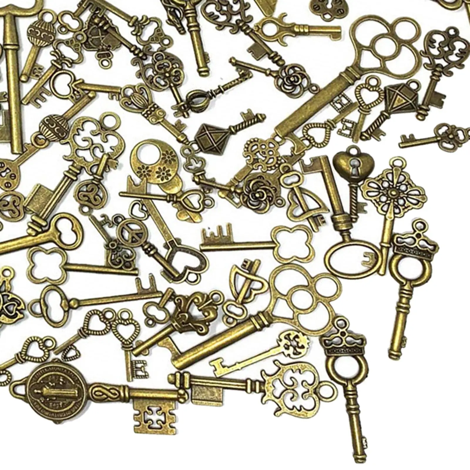125Pcs Vintage Style Skeleton Key Charms for Scrapbook Decoration Key Chains