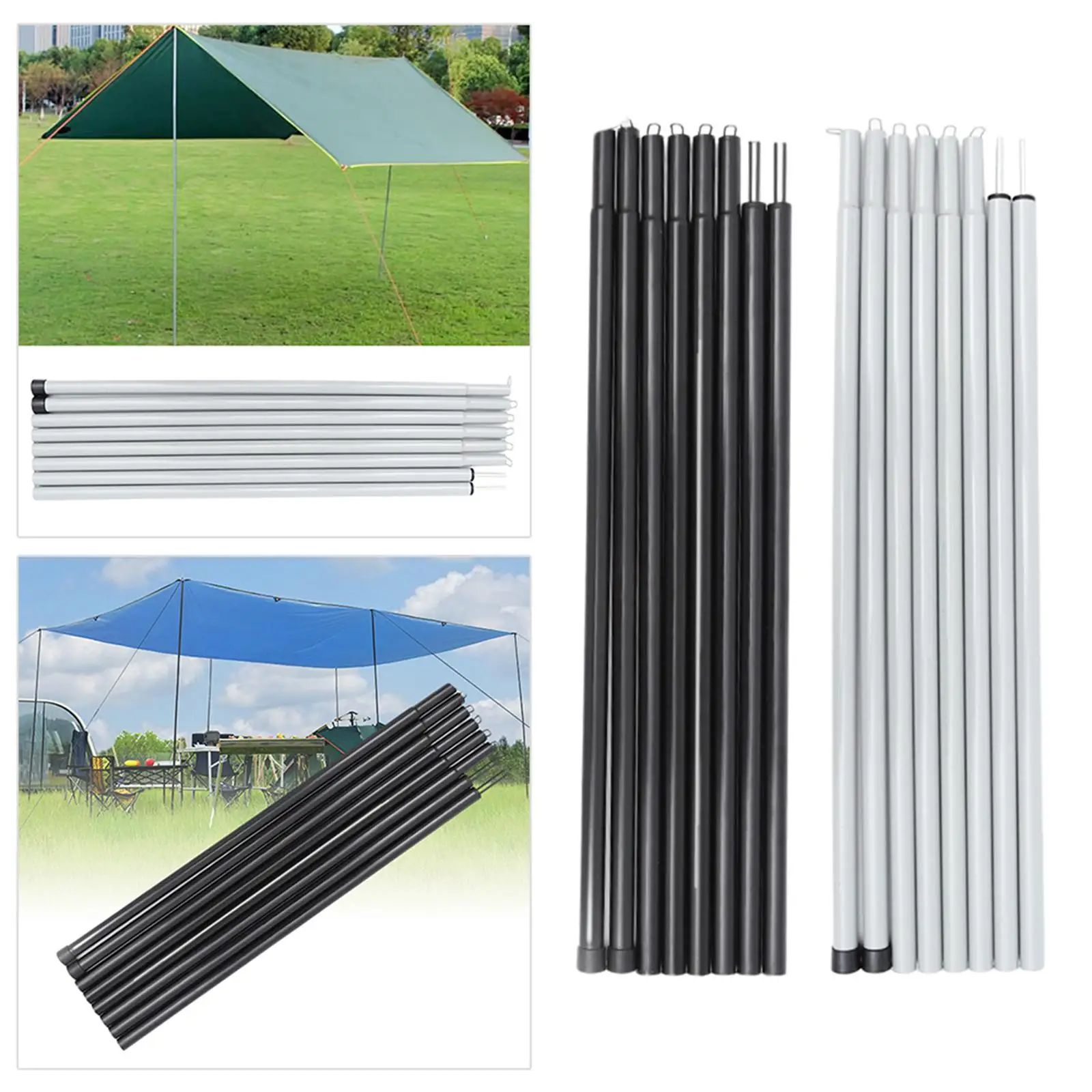 Tent Support Rod, Collapsible Anti Rust Heat Resisting Replacement Accessorie Canopy  for  Beach Shelter Tarp Awning Fishing