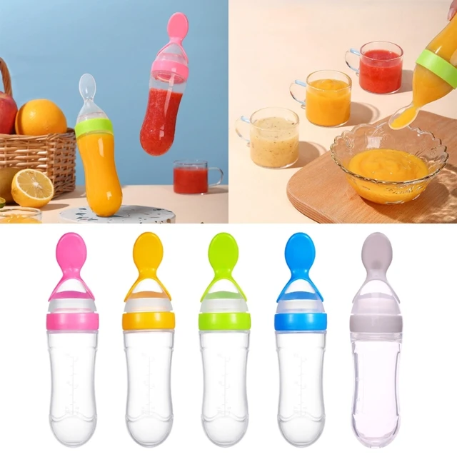 Silicone Toddler Feeding Bottle  Silicone Food Dispensing Spoon - Baby  Feeder - Aliexpress