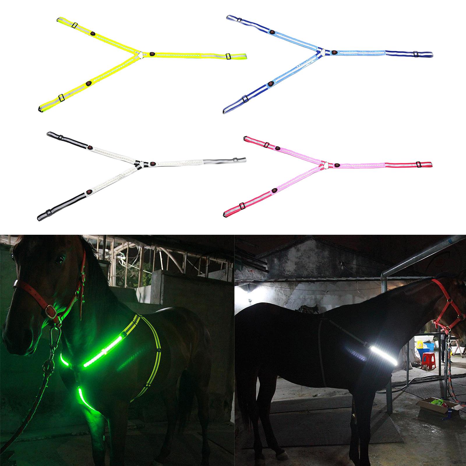 Horse LED Breastplate Collar Halter Head Harness Adjustable Reflective Equestrian Breastplate Collar Strap