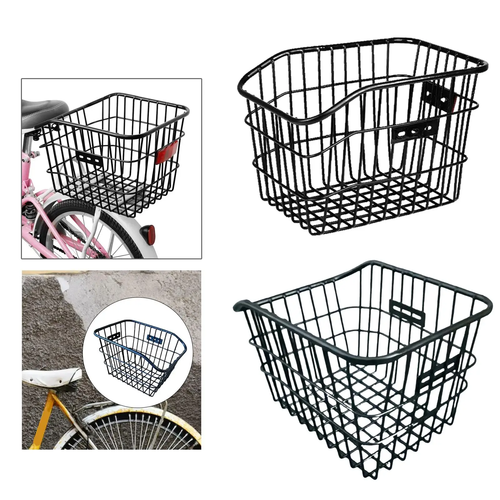 Portable Rear  Basket Detachable Waterproof Metal Quick Release  Basket for Outdoor Shopping