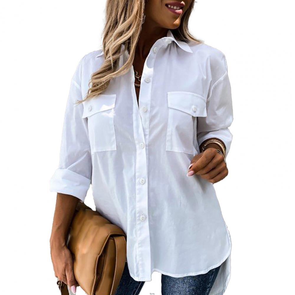 Moda feminina camisas branco senhora camisa de