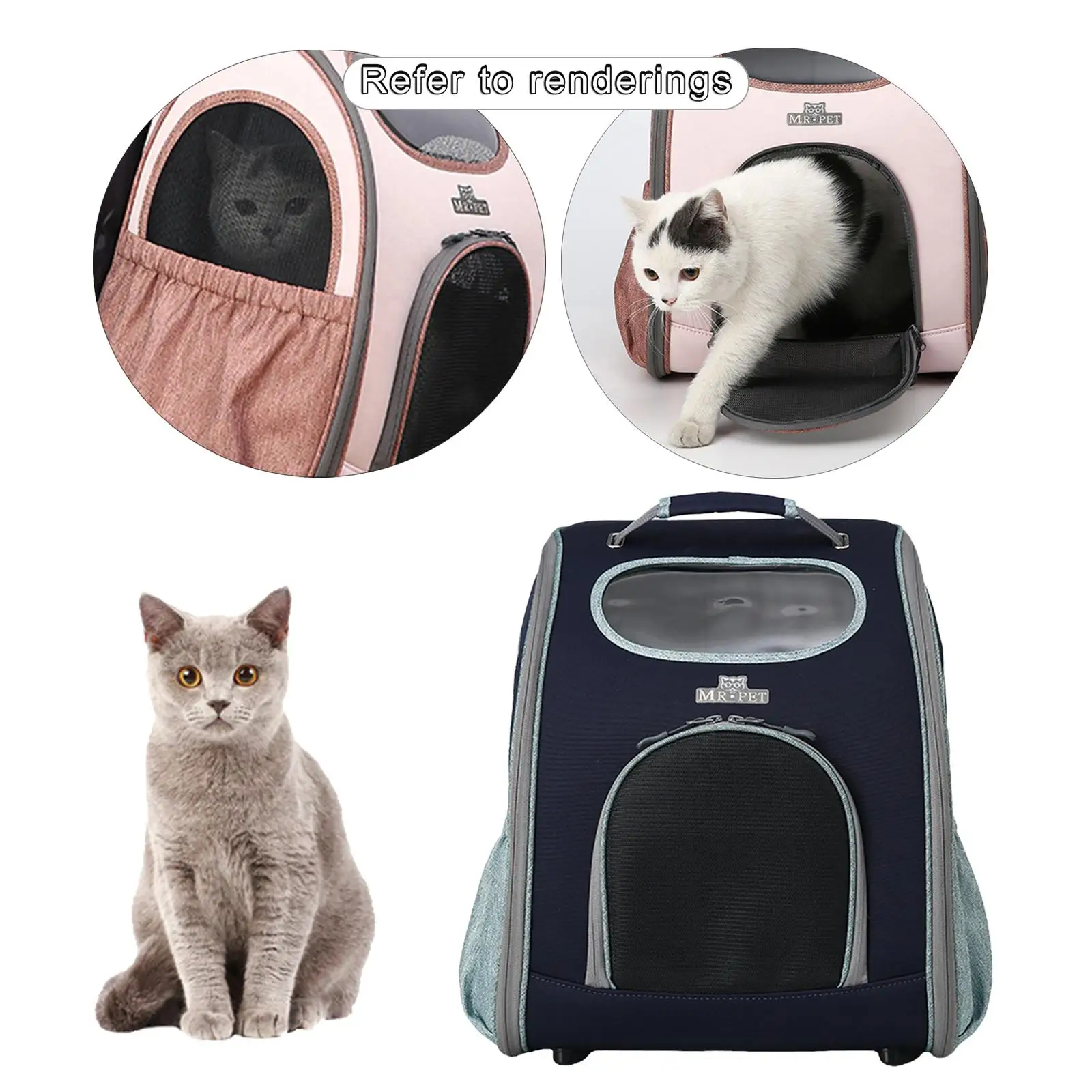 Ventilated Pet Dog&Cat Carrier Backpack with Storage Pockets Bunny Puppies