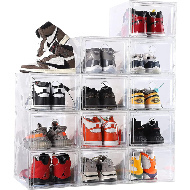 SEE SRPING XX-Large 12 Pack Shoe Storage Box, Clear Plastic Stackable Shoe  Organizer for Closet - AliExpress