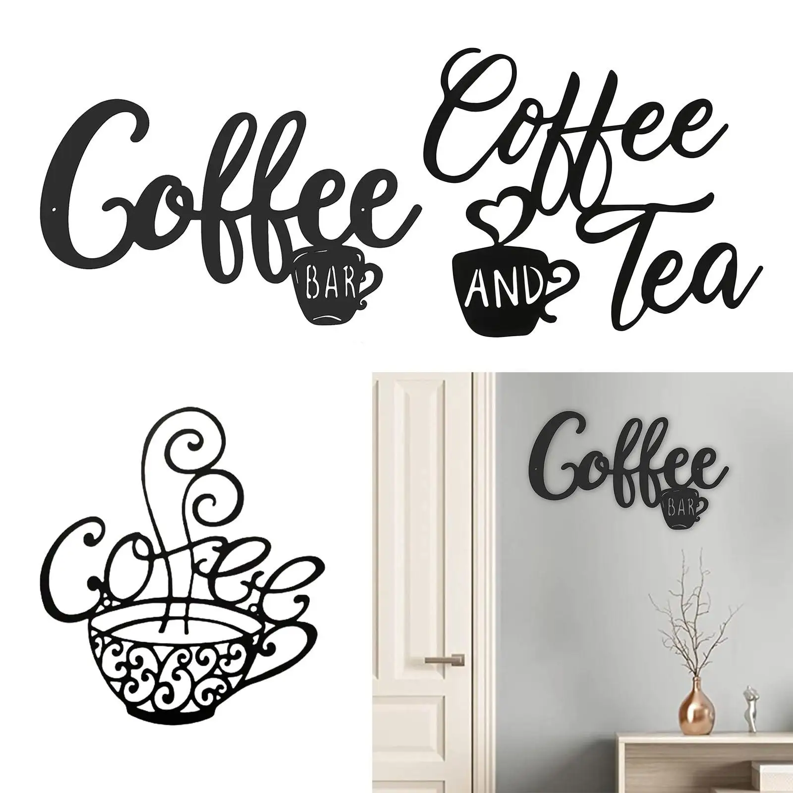 Coffee and Tea Bar Sign Metal Hanging for Restaurant Garden Indoor Outdoor Decor