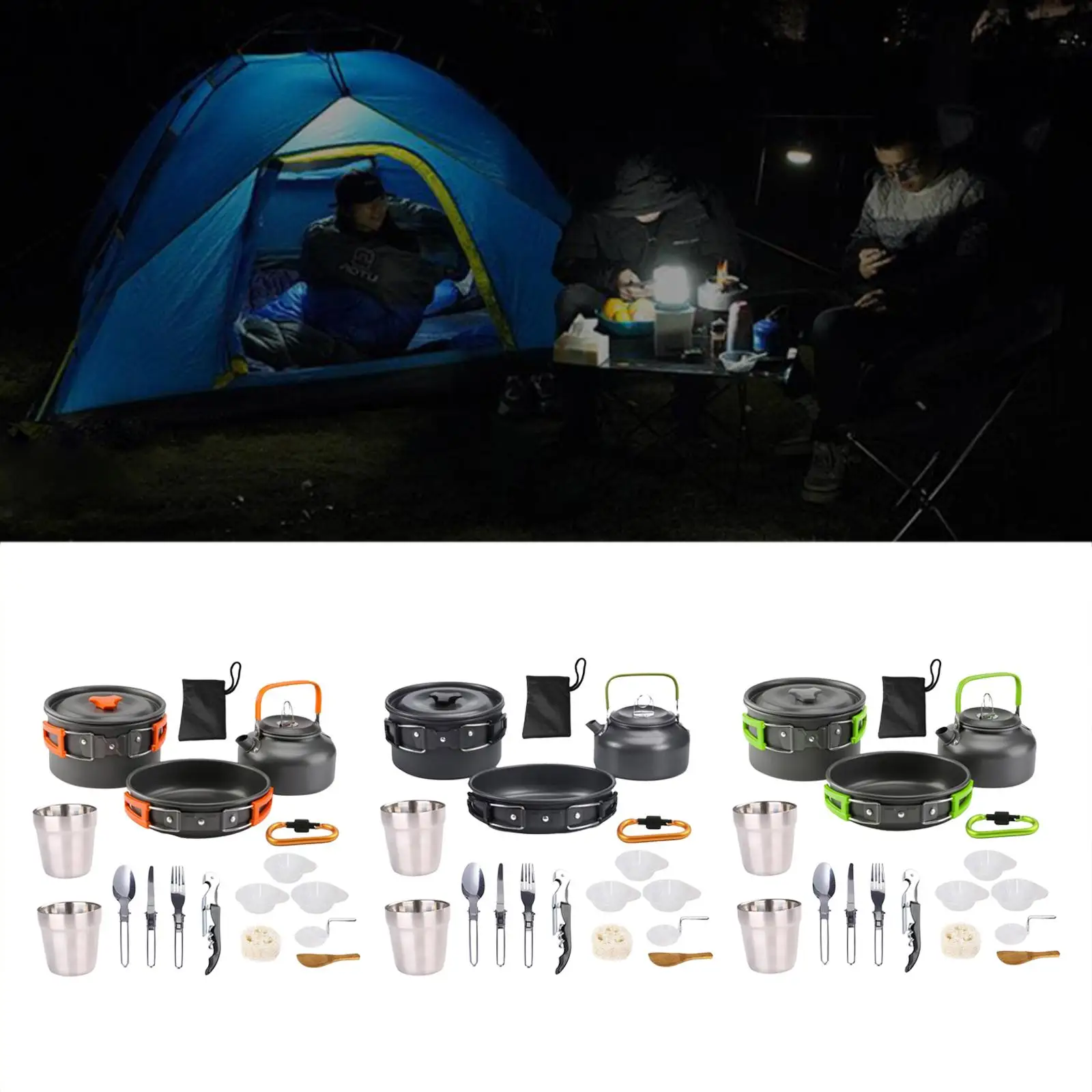 Portable Outdoor Cookware Camping Pans Pots Set Bowl Cup for Backpacking BBQ