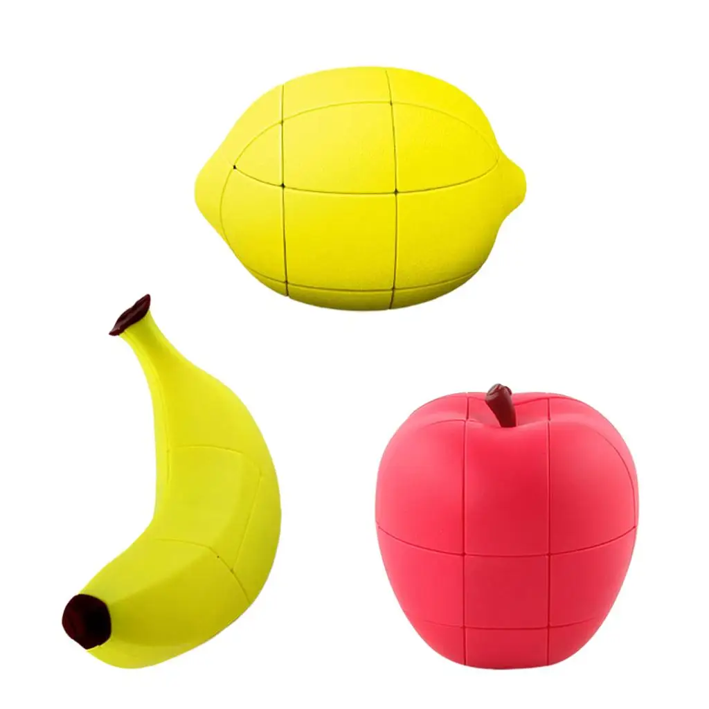 3pcs 3x3x3 2x2x3 Stickerless Apple Banana Lemon  Fruit Shaped Puzzles
