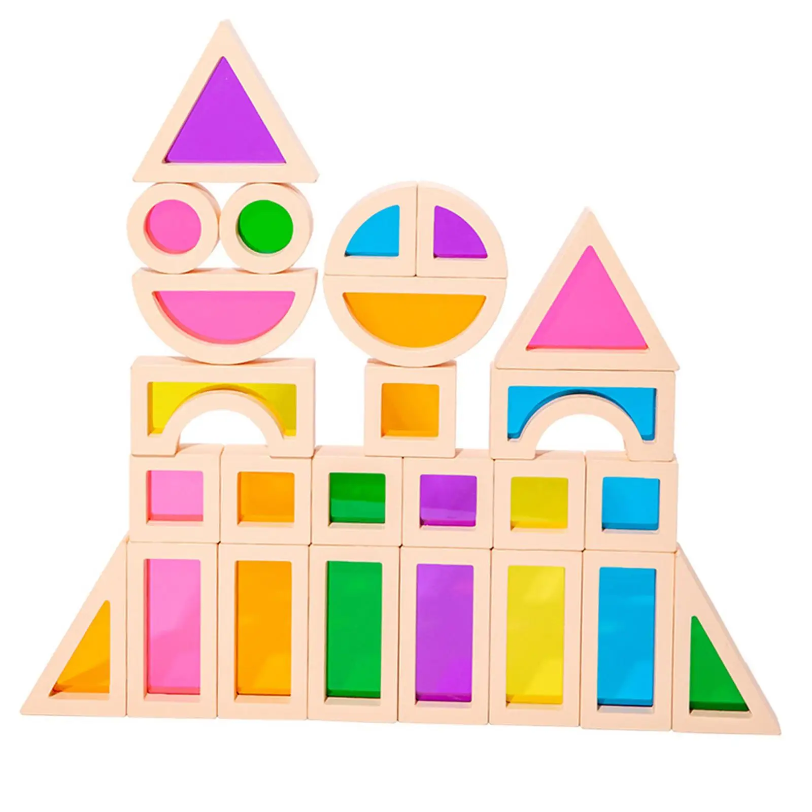 25 Pieces Building Blocks Montessori Toys Geometry Sensory Toy for Preschool