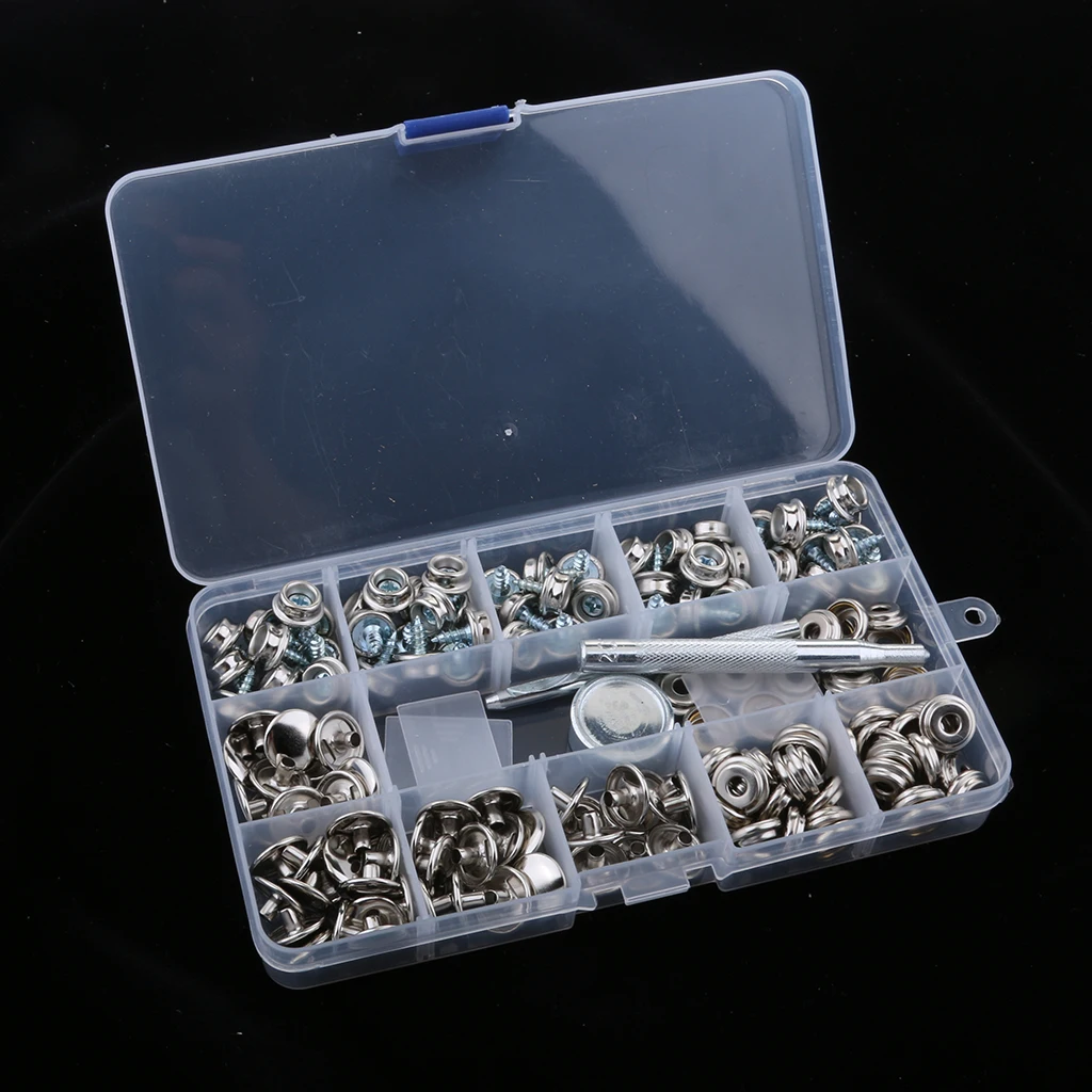 153Pcs Stainless Steel Boat Marine Cover Fastener /8`` Screw Kit with Installation Tool