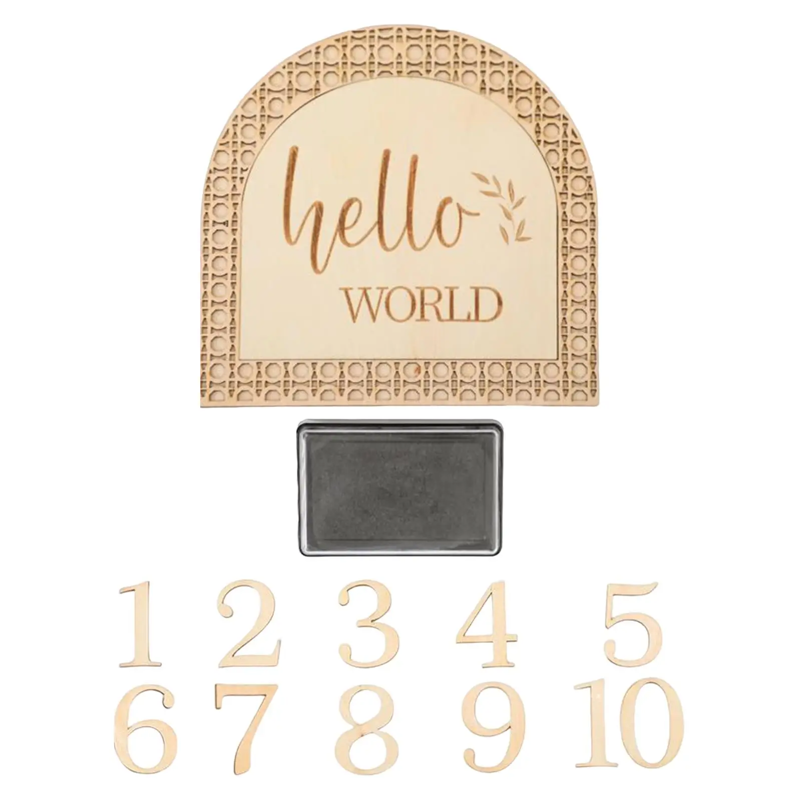 Wooden Baby Birth Announcement Sign Hand and Footprints 1-10 Numbers Photo Props Baby Milestone Numbers for Child Baby