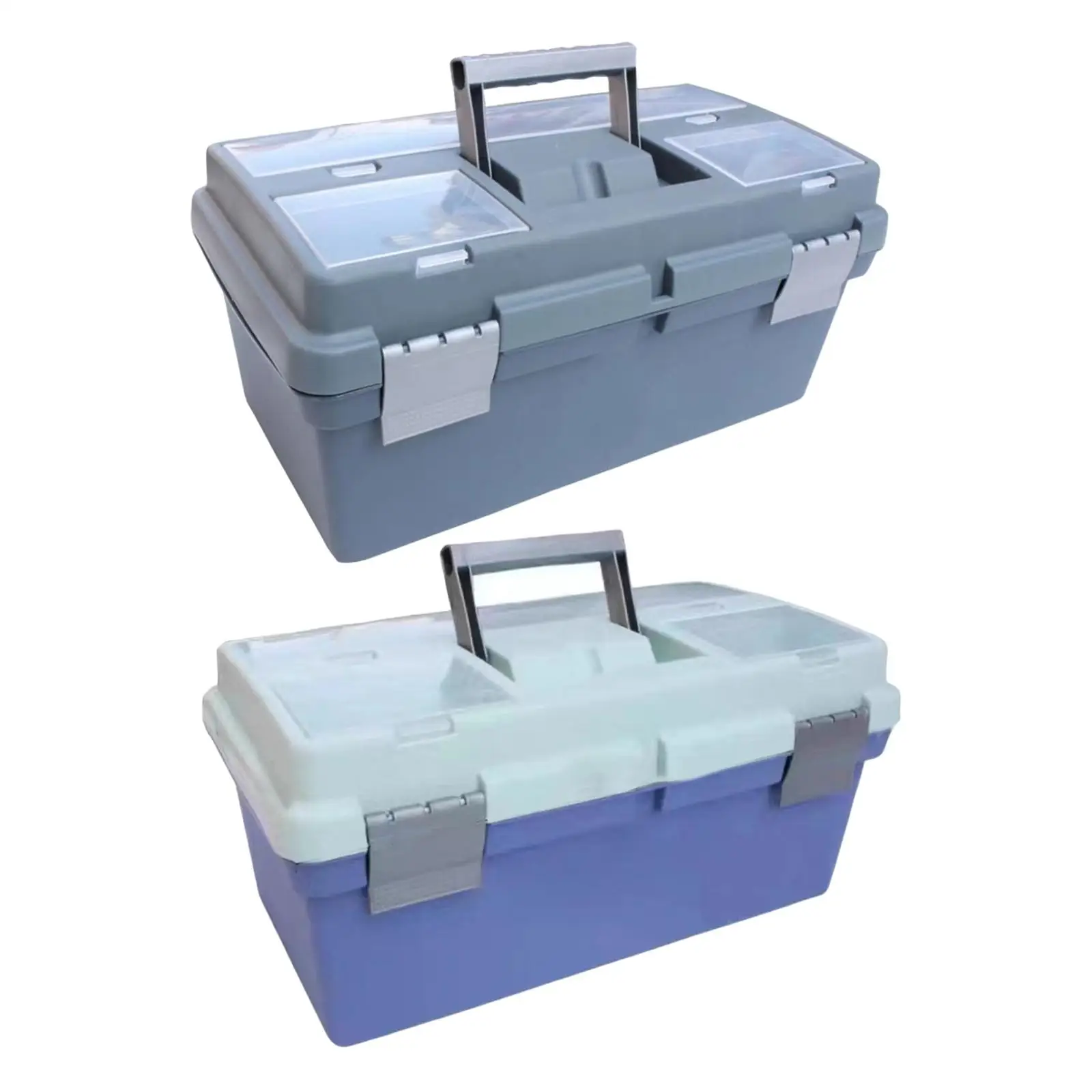 Multipurpose Storage Box Organizer Removable Tray Toolbox 2 Tray 16inch Portable Accessories Storage Box for Office car