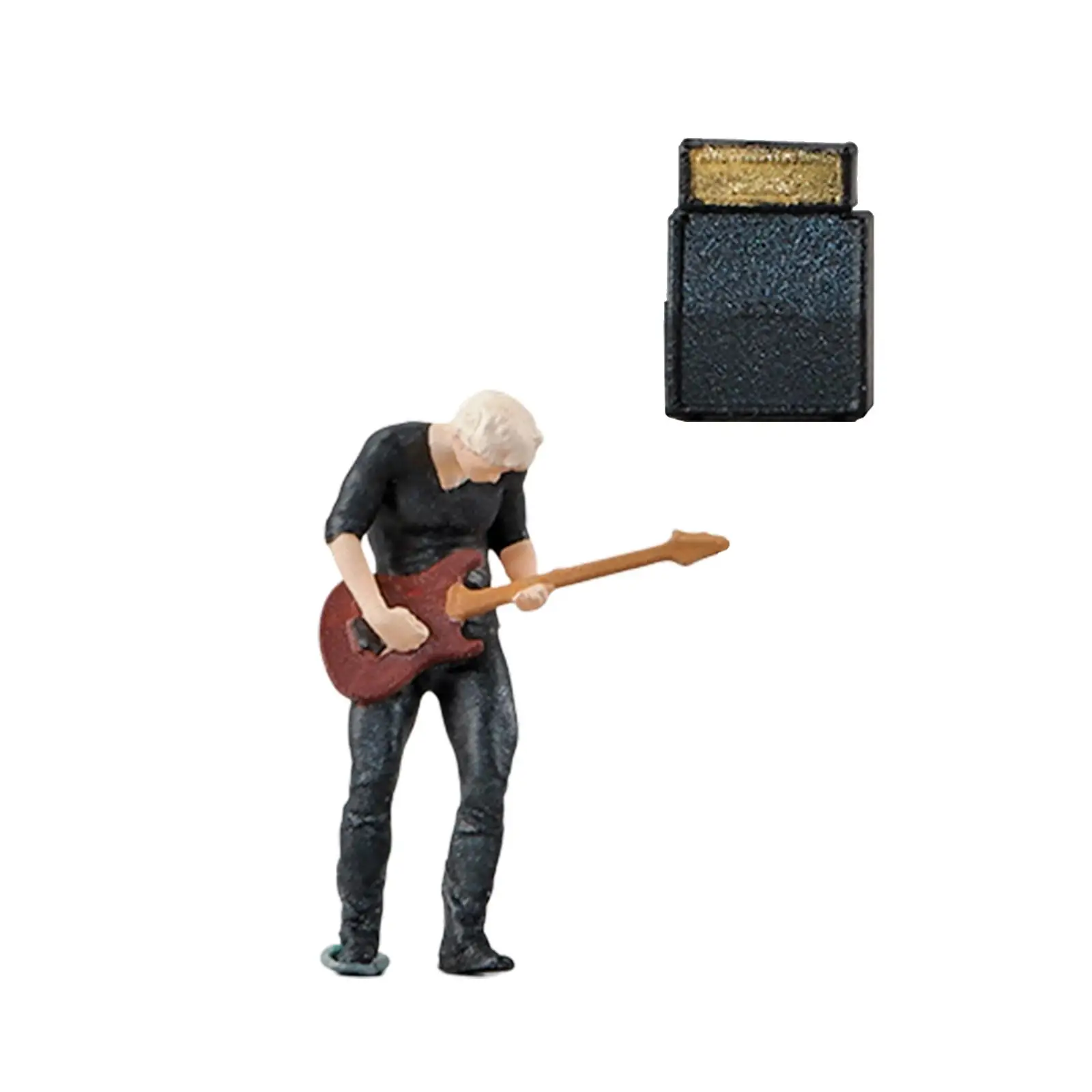 People Figure Layout with Audio Model Tiny Resin 1:64 Scale Miniature Bassist Model Character Model for DIY Scene Train Layout