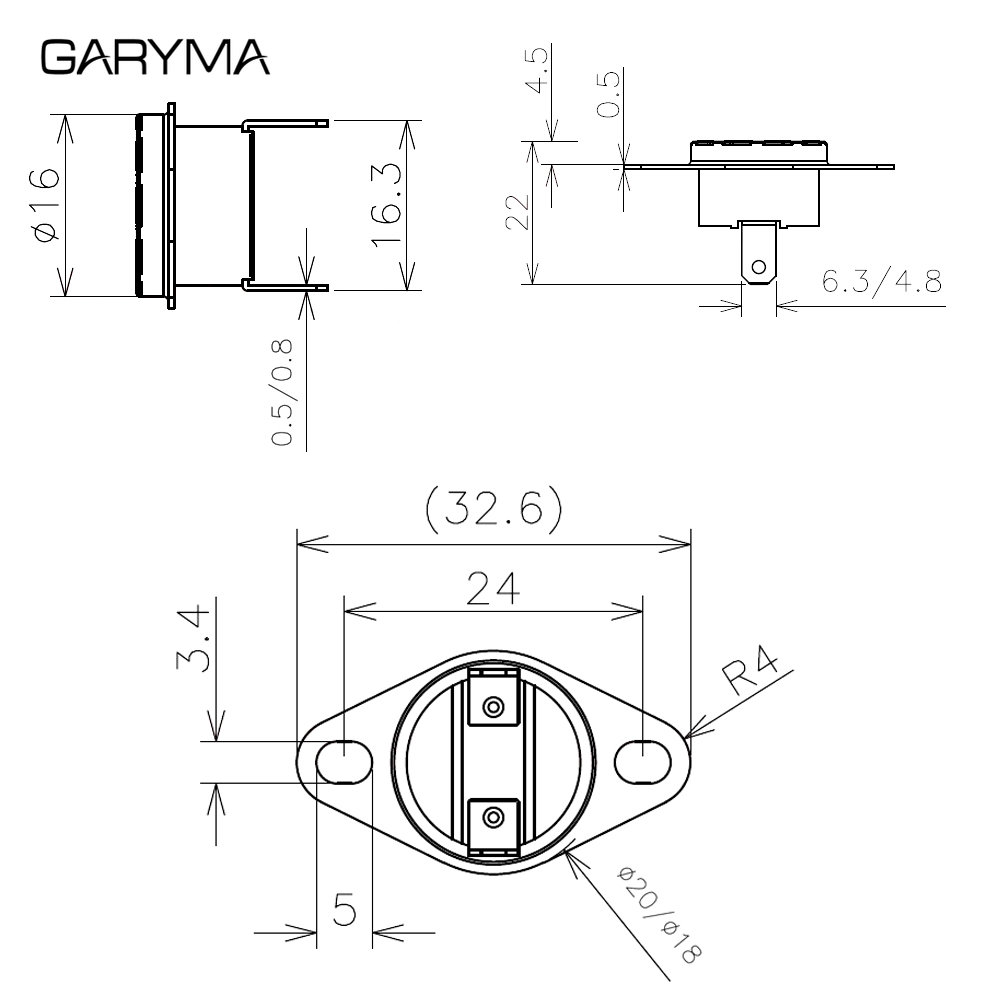 KSD302 16A 250V 40 45 50 55 60 65 70 75 80 85 90 95 100 130 Grad Normalerweise Geschlossen/Offen Keramik-Thermostat Temperaturschalter – Detail 4