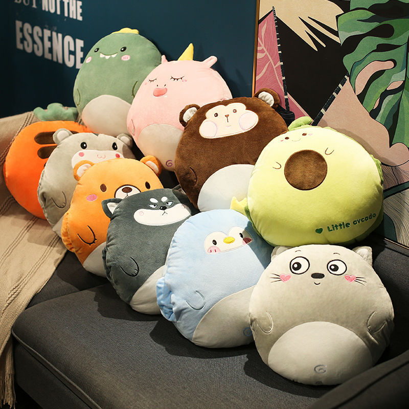 Description Picture 5 of item3 In1 Stuffed Hand Warmer Bag Cartoon Animal Pillow Blanket Cute Cushion Blanket Home Car Travel Pillow for Children Girl Gift