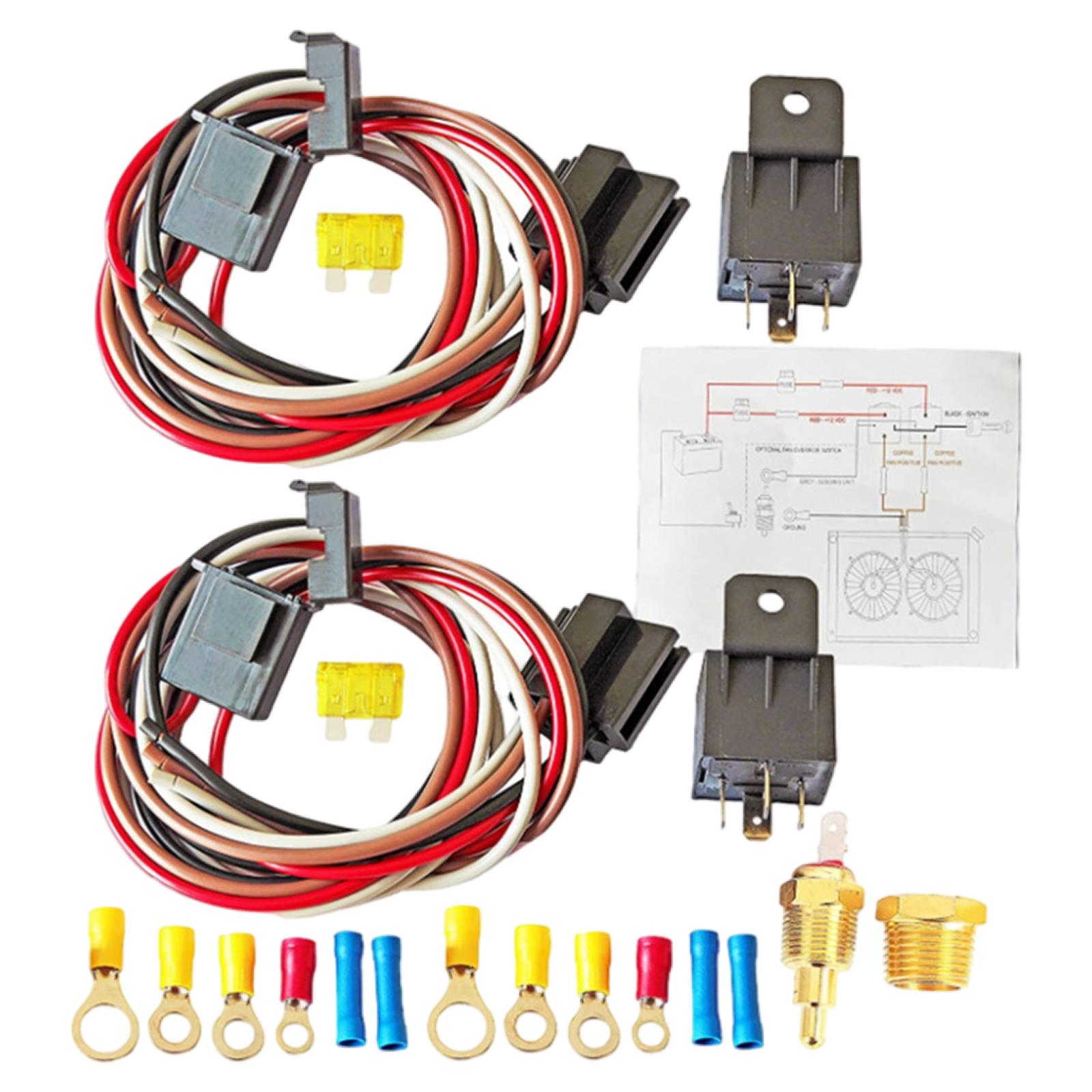 40 Amp Dual Electric Fan Wiring Kit, Wiring Relay Kit Replace Parts ACC