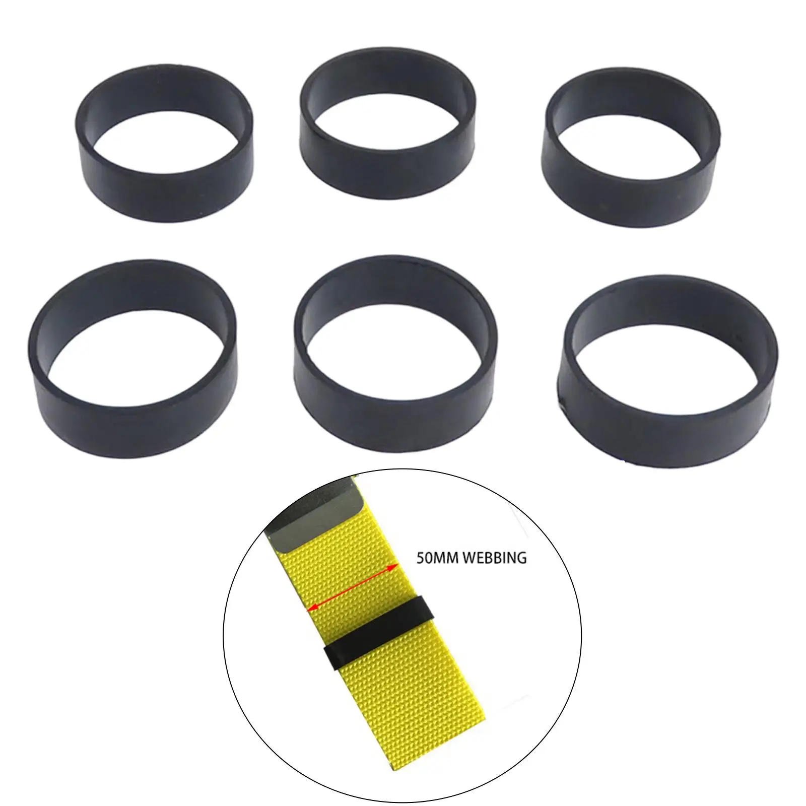 6Pcs Rubber Fixed Rings for Scuba Diving Webbing Dive Weight Belt Underwater Tank Backplate Strap Outdoor Backpack Harness