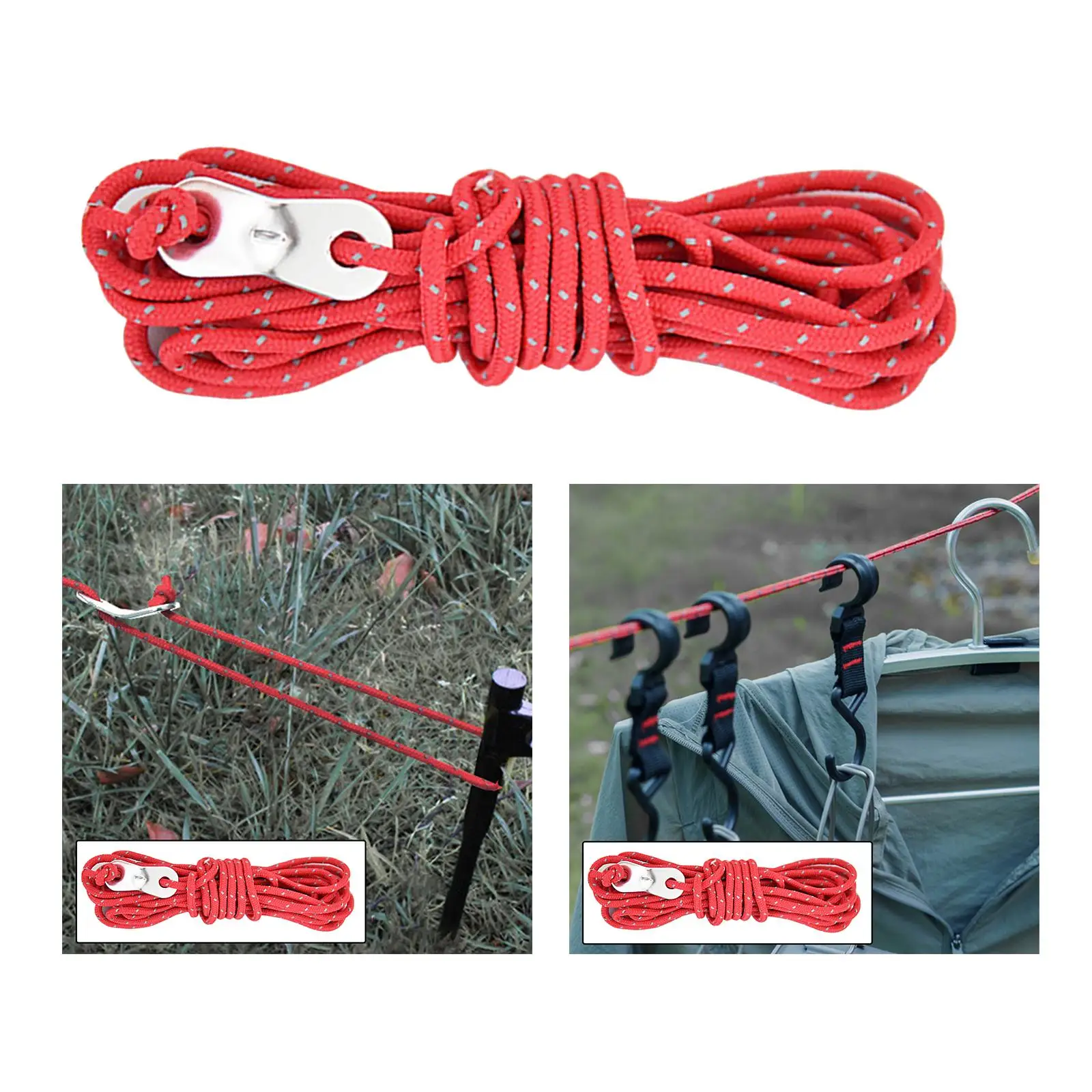 2x Windproof Wind Rope with Adjustment Buckle Accs Loose for Camping Tent Survival
