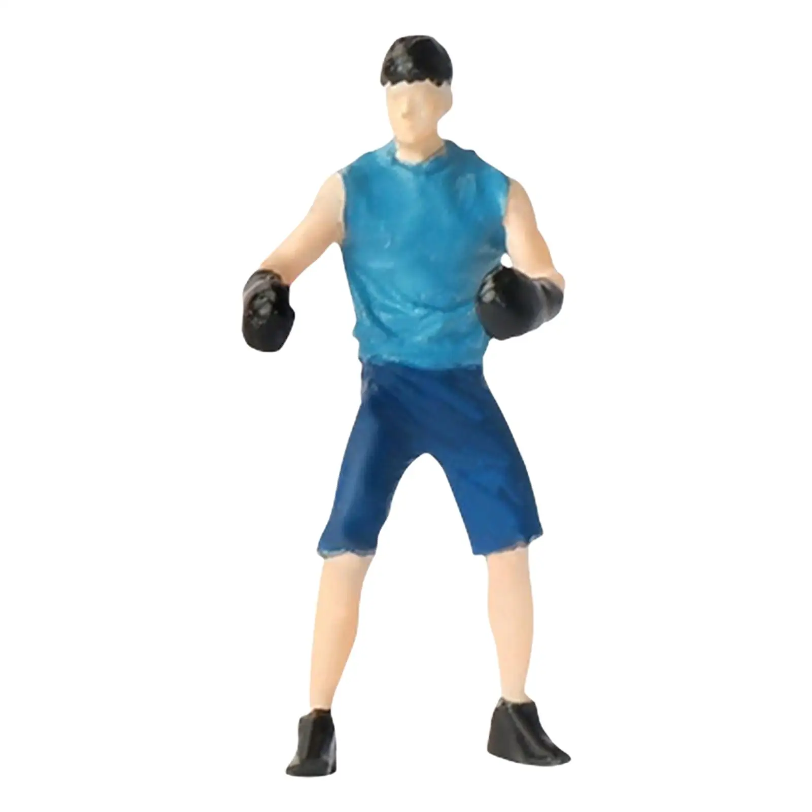 1/64 Scale Models Figurine Boxing Man People Figures for DIY Scene Decor