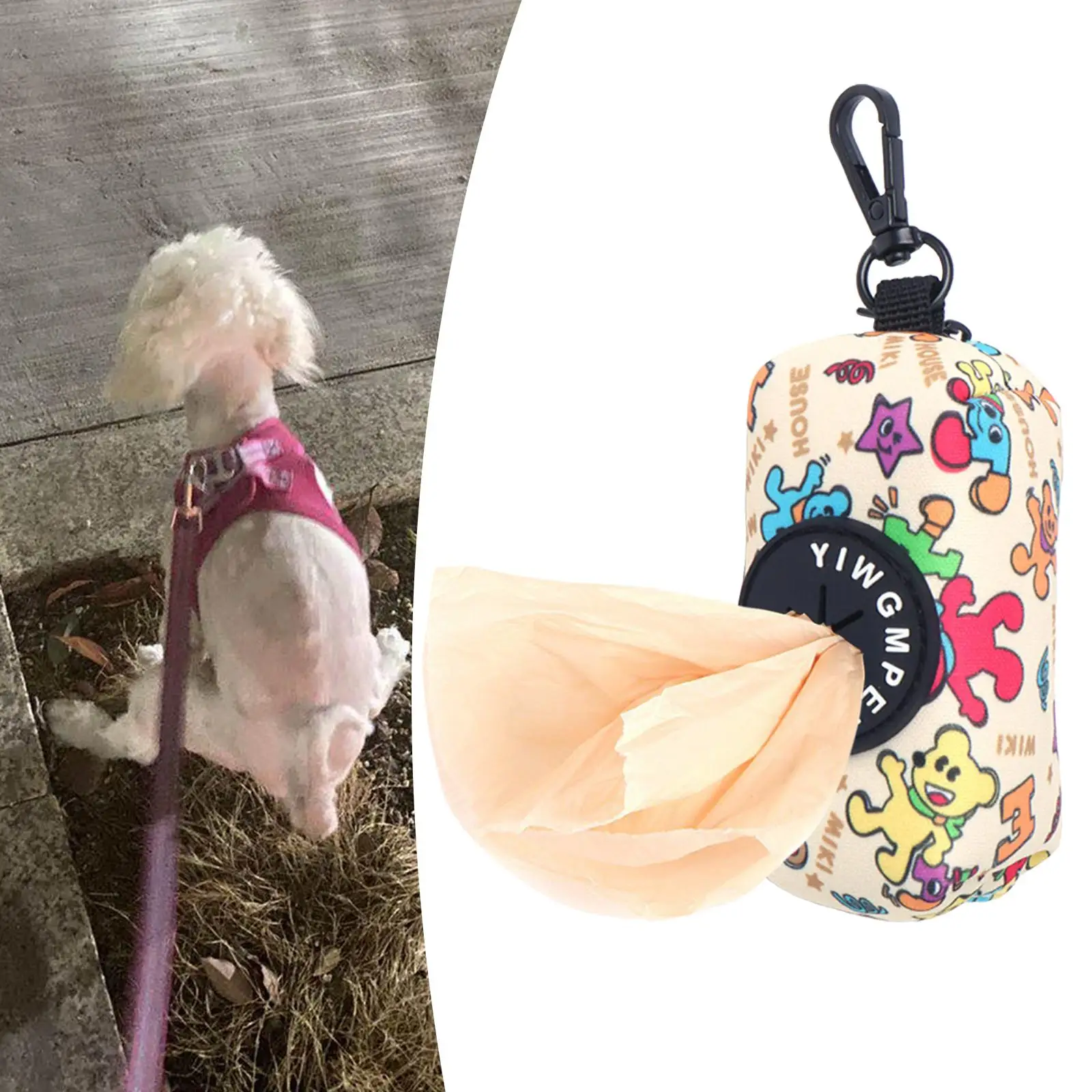 Portable Dog Poop Bag Holder Zipper with Buckle Clips Pet Waste Bag Dispenser for Outdoor