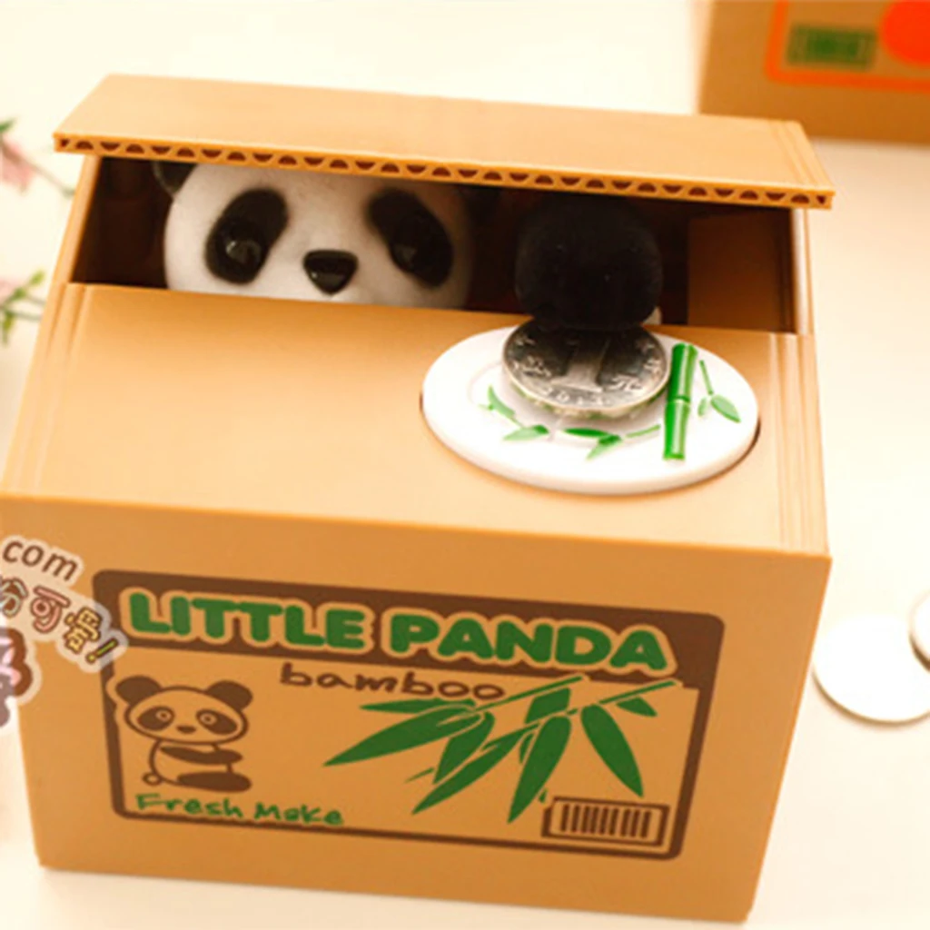 Coin Storage Box Piggy Bank Automatic Coin Grabbing Manage Money Saving & Panda for Kids Gift