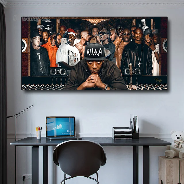 True Legends of Rap Poster Modern Rappers Hip Hop Singers Combination Art  Canvas Painting 2Pac Eminem Pictures Living Room Decor