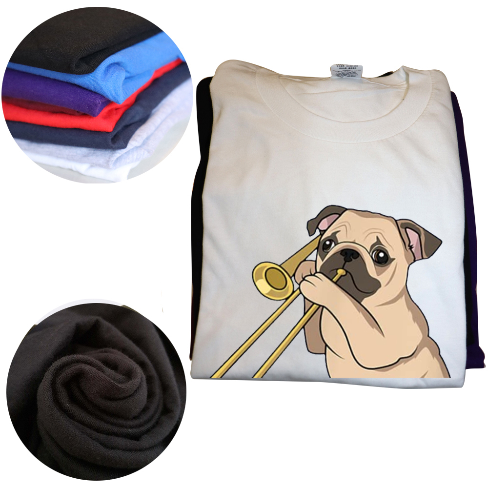 Mops Hund Spielen Posaune Für Messing Spieler Hundeliebhaber T Shirts Grafik Baumwolle Streetwear Kurzarm Geburtstag Geschenke T-shirt Männer – Detail 4
