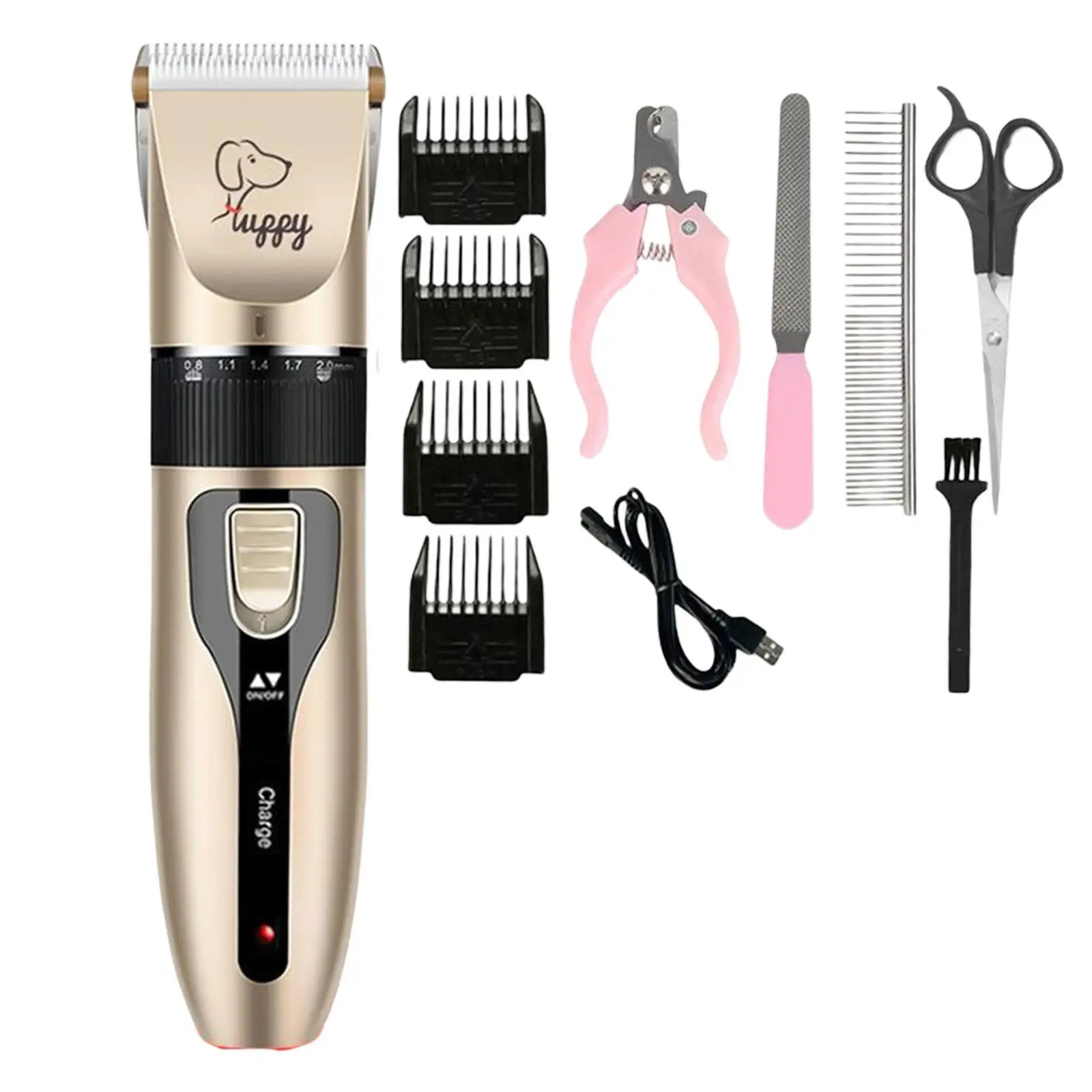 Cordless Dog Hair Clippers with 4 Interchangeable Head Pet Grooming