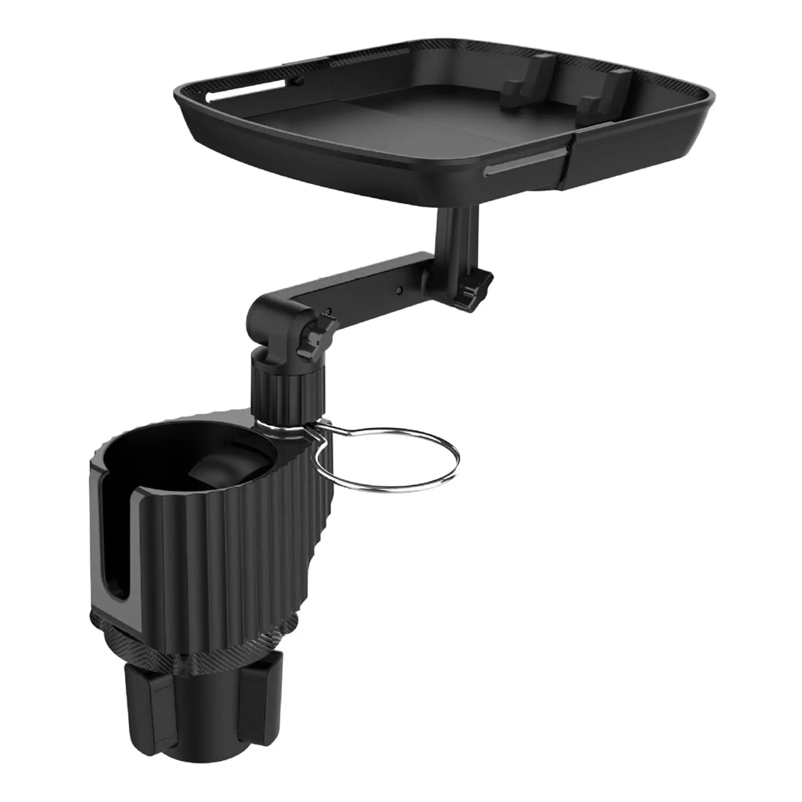 Car Cup Holder Tray Dining Table 360 Swivel Arm Black Sturdy Dinner Plate Multifunctional Practical for Most Car Dining Durable