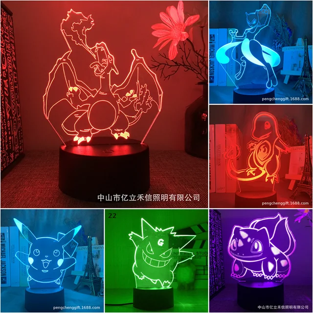 Pokemon Pikachu Charizard Anime Figures 3D Led Night Light Changing Model  Action Logo Lampara Collection Brinquedos Figm - AliExpress