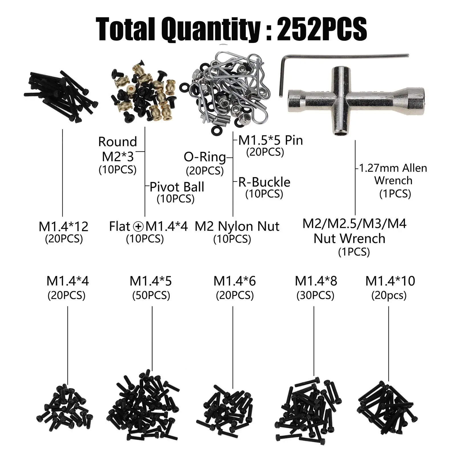 252x RC Crawler Screw Tool Kit Spare for Axial SCX24 Axi00005 Axi00001