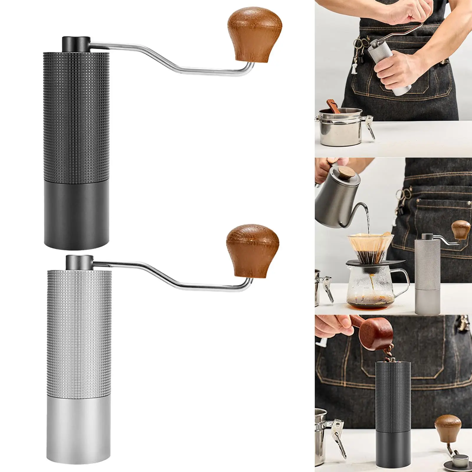 Handmade Manual Coffee Grinder Coffee Beans Mill Aluminum Alloy Easy to Use Coffee Beans Hand Grinder for Home Office Camping