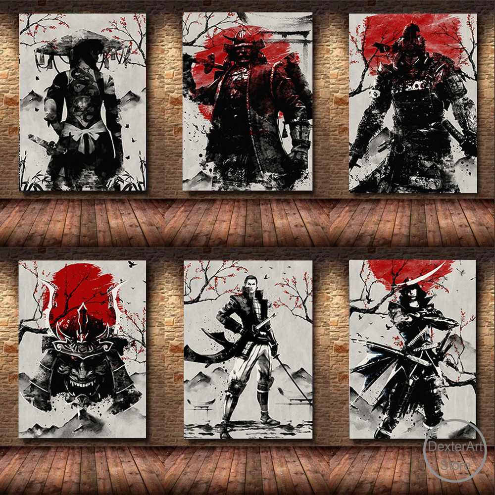 Japanese Samurai Art Canvas Painting Anime Ink Character Posters and Prints  Wall Art Picture for Living Room Decor Cuadros | AliExpress