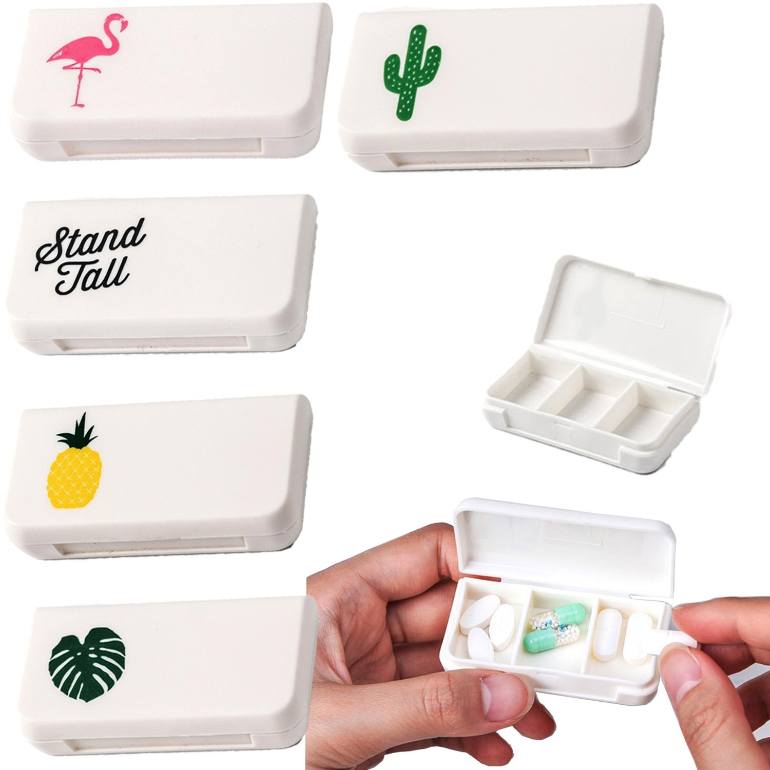 Best of 3 Grids Mini Organizer Case Pill Box Tablet Cactus Leaf Pill Case Dispenser Medicine Boxes Dispensing Medical Kit Reviews & Tips