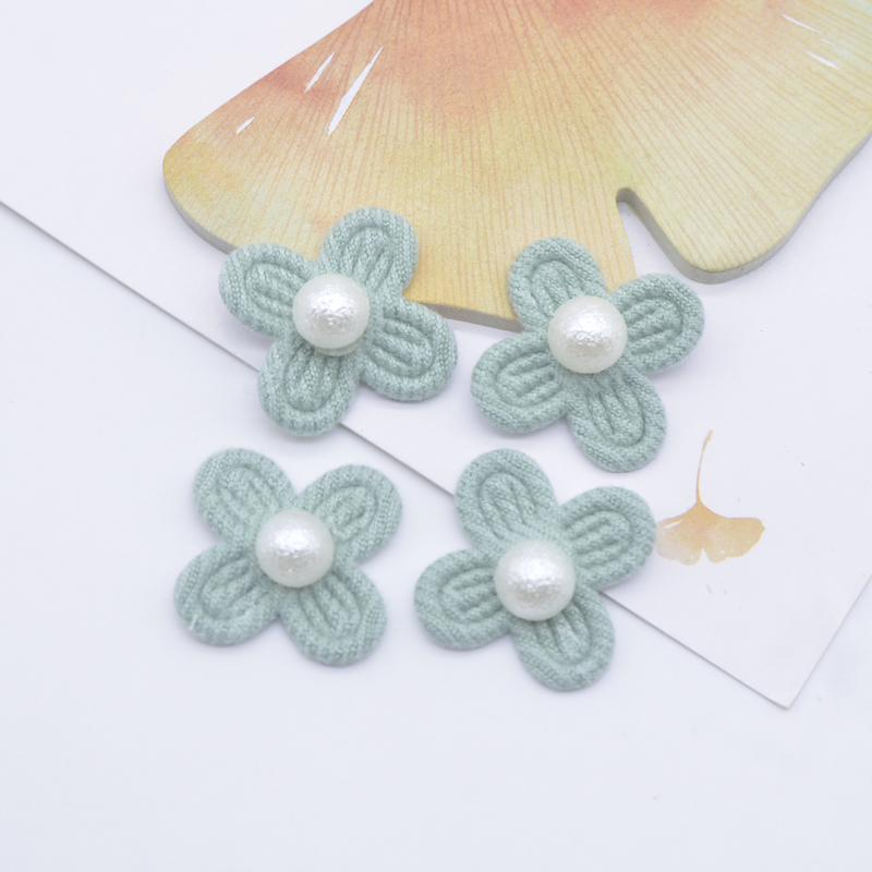30 Stück 20 mm Blumen mit Perlenapplikationen für Kleidung, Hut, Leggings, Nähflicken, DIY, Kopfbedeckung, Haarspangen, Schleife, Dekor-Zubehör – Detail 5