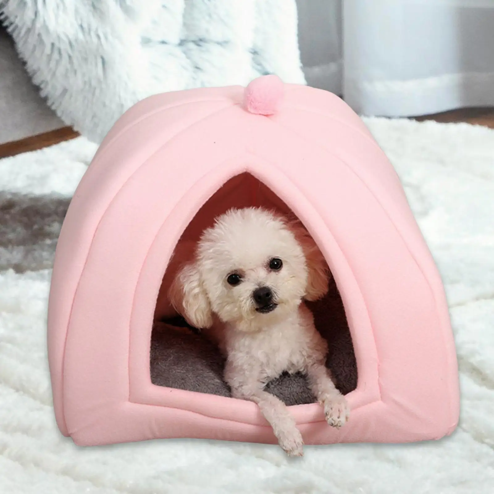 Soft Cave Pet Bed Dog Tent Small Medium Puppy Cat Warm House Hut Sleeping
