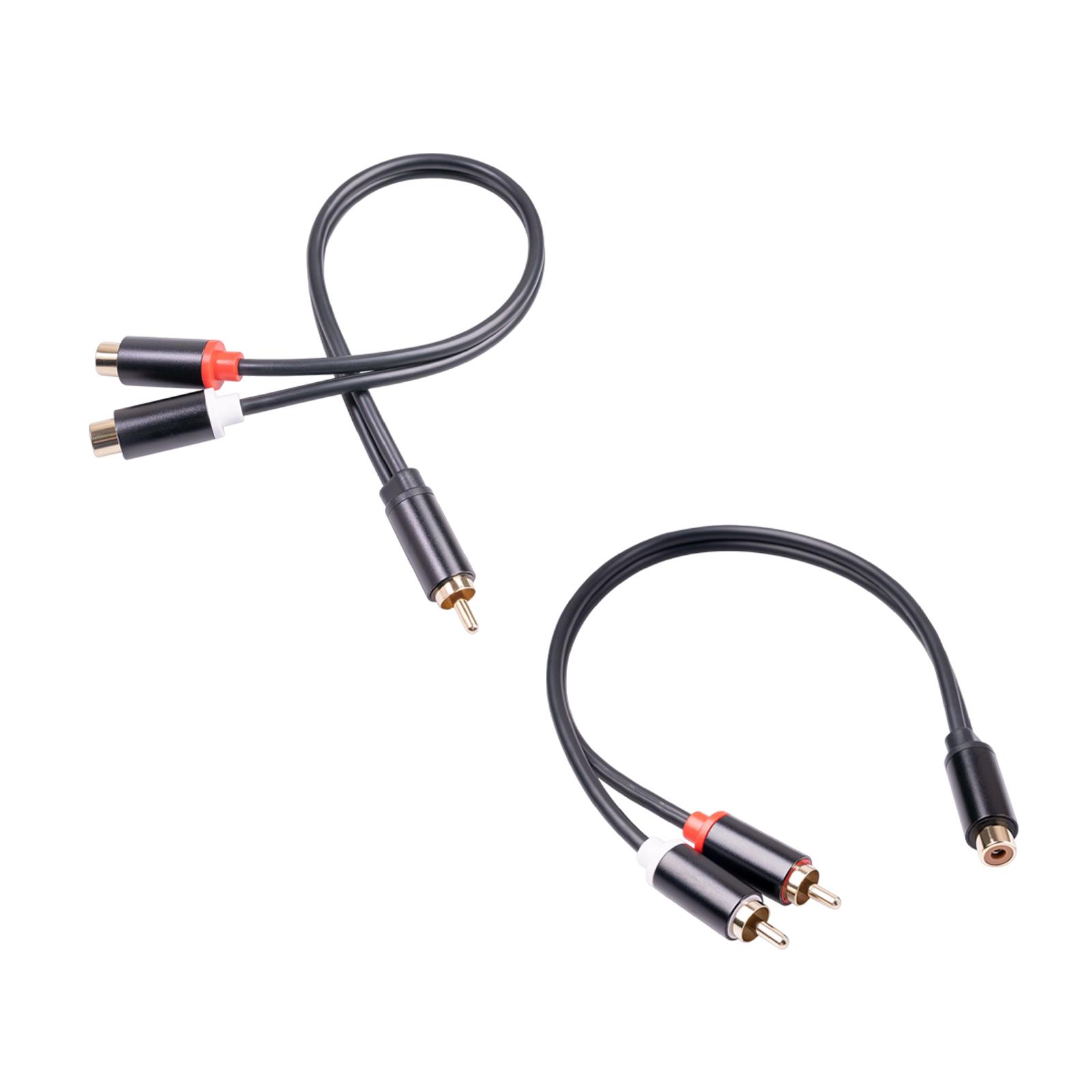 RCA to Dual RCA Cable 30cm Male-Female Solid Two-Way Transmission Splitter Cable for Headphones Speakers Home Systems Amplifier