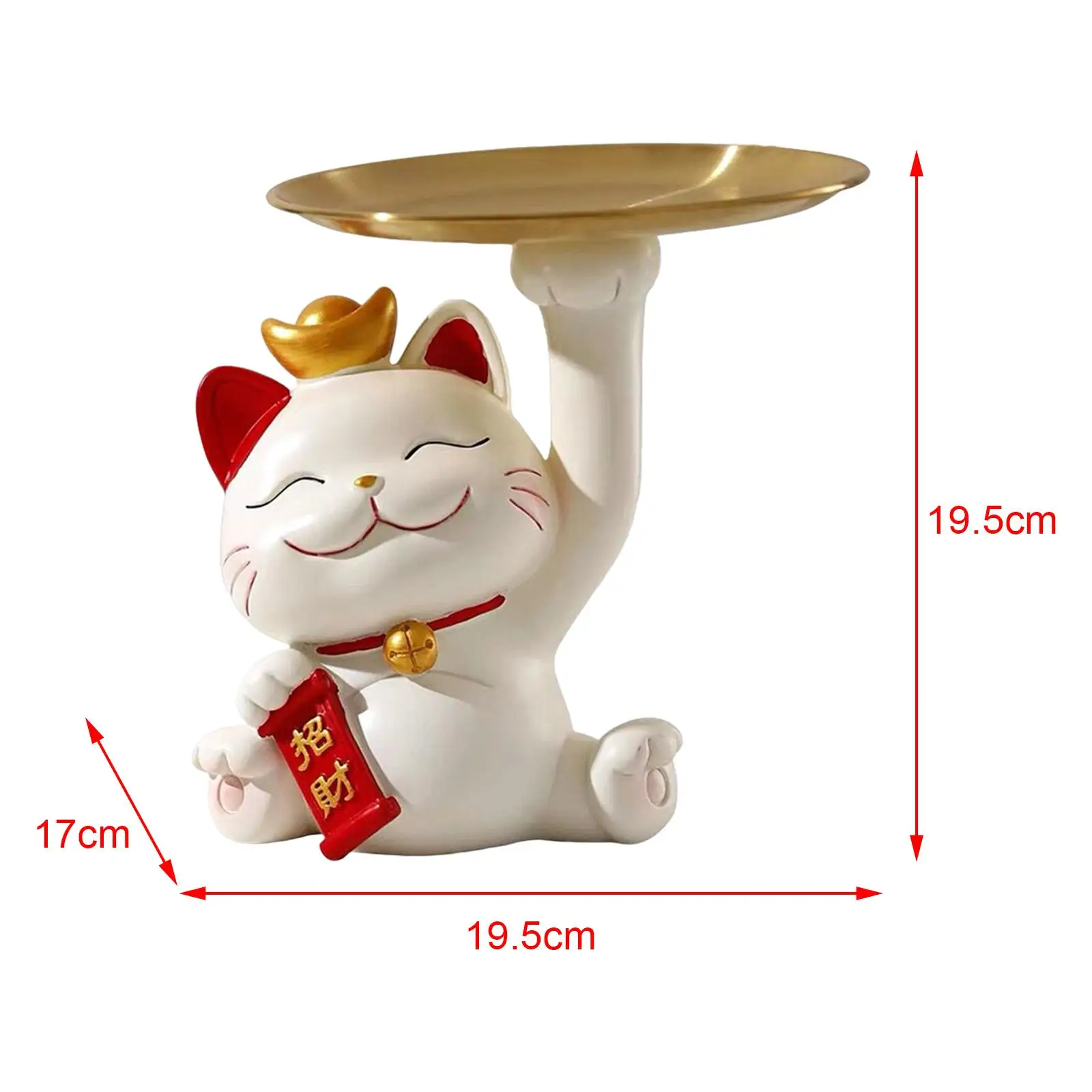 Cat Sculpture with Storage Tray Resin Storage Holder Sundries Container Cat Statue for Office Cabinet Living Room Decor Ornament