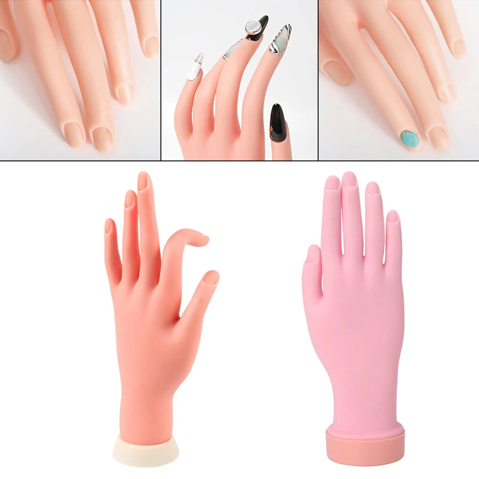 Nail Training Hand Manicure Practice DIY Nail Display for Beginner Nail Practice Hand Kits Nails Tool Soft Hand Training Model