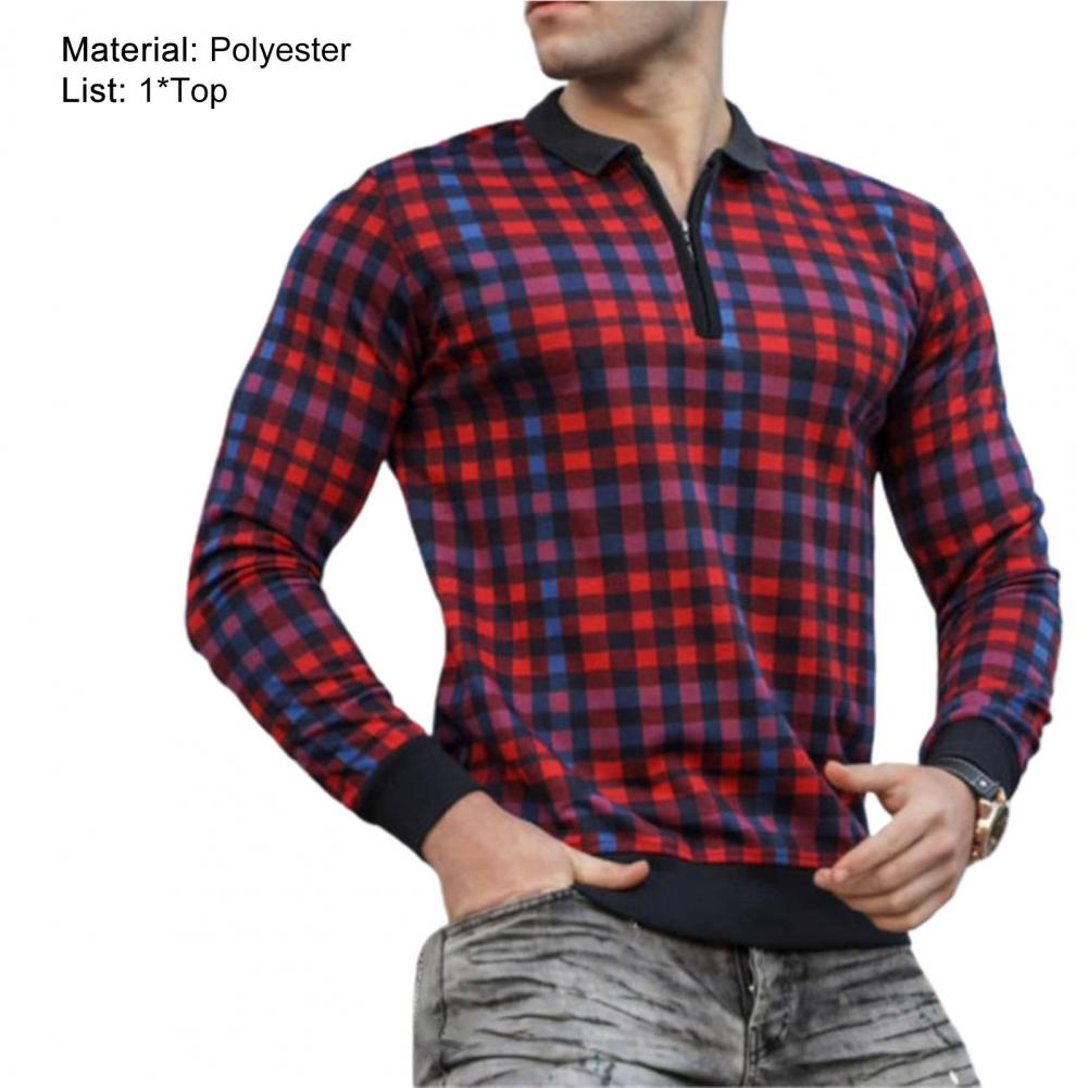 Men Polo Shirt 2022 Plaid Turn down 